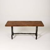 Coffee table in wood and wrought iron