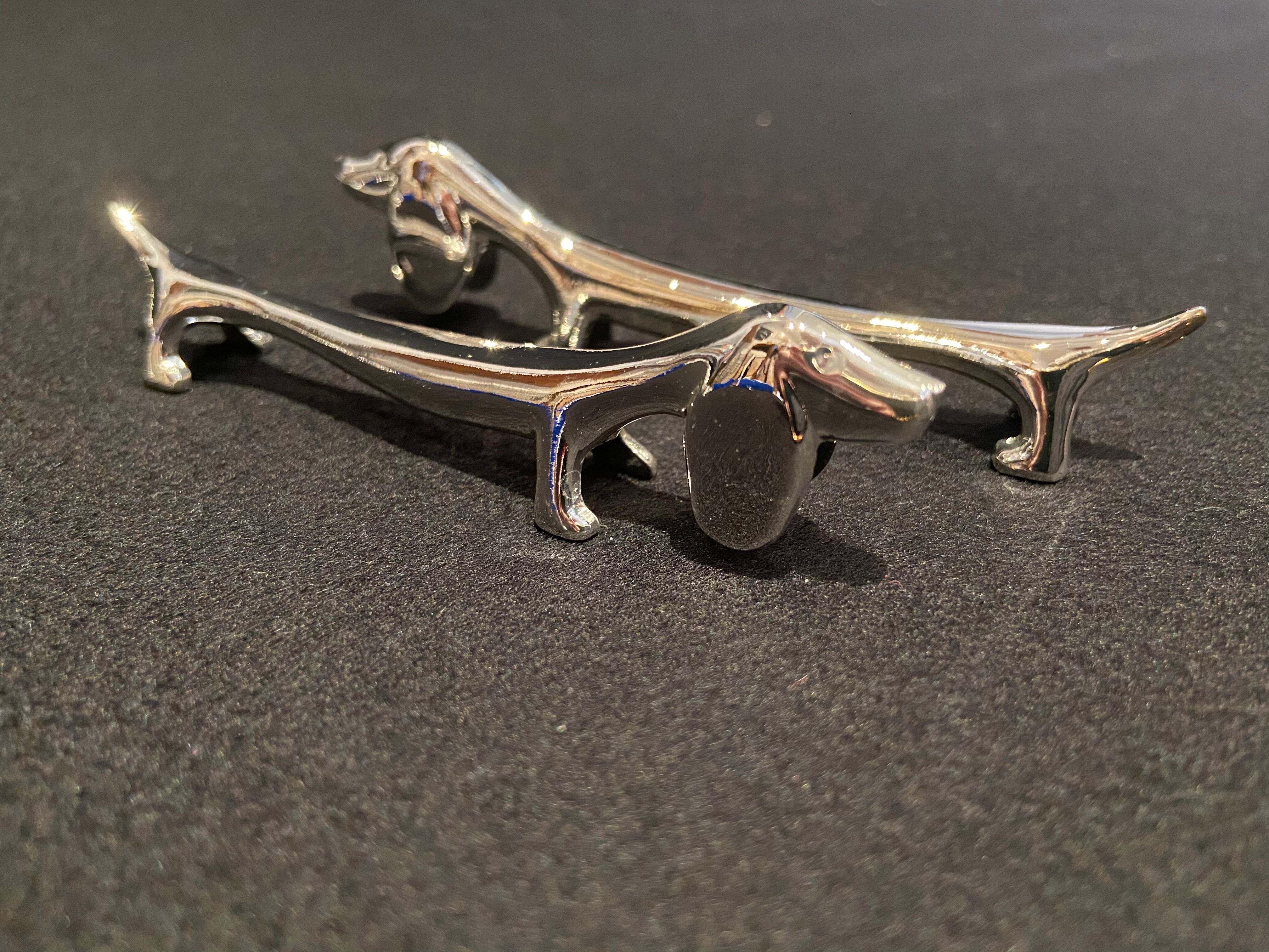 Knife holder dog silver metal