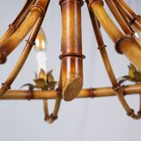 Italian metal chandelier in bamboo imitation, 1960s