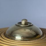 Pencil Reed Rattan Bamboo and Brass Mushroom Table Lamp, Italy, 1970s