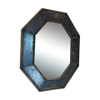 old mirror of octagonal shape.