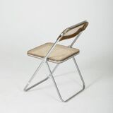 Chaise Plia cannage et métal Giancarlo Piretti