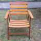 Mid century patinated wood folding garden or patio elbow chair, 1960s