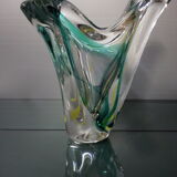 Vase vintage en verre de Murano soufflé dans la masse années 70