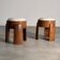 Sculptural Pair of Ash Wood Stools with Dedar Milano Bouclé Ivory by FORME