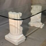 Glass top table with Greek column base