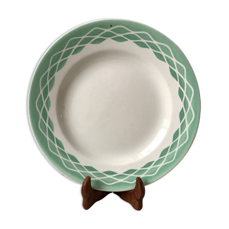 Round dish digoin sarreguemines model "lola" water green years 30-40