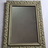 MIroir ancien de style Louis XV en stuc et bois patiné 58x43 cm