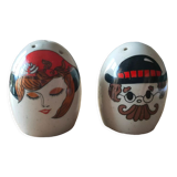 Salt and pepper shaker stoneware couple