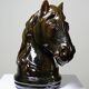 Vintage 1980s glazed terracotta chess knight or horse head.