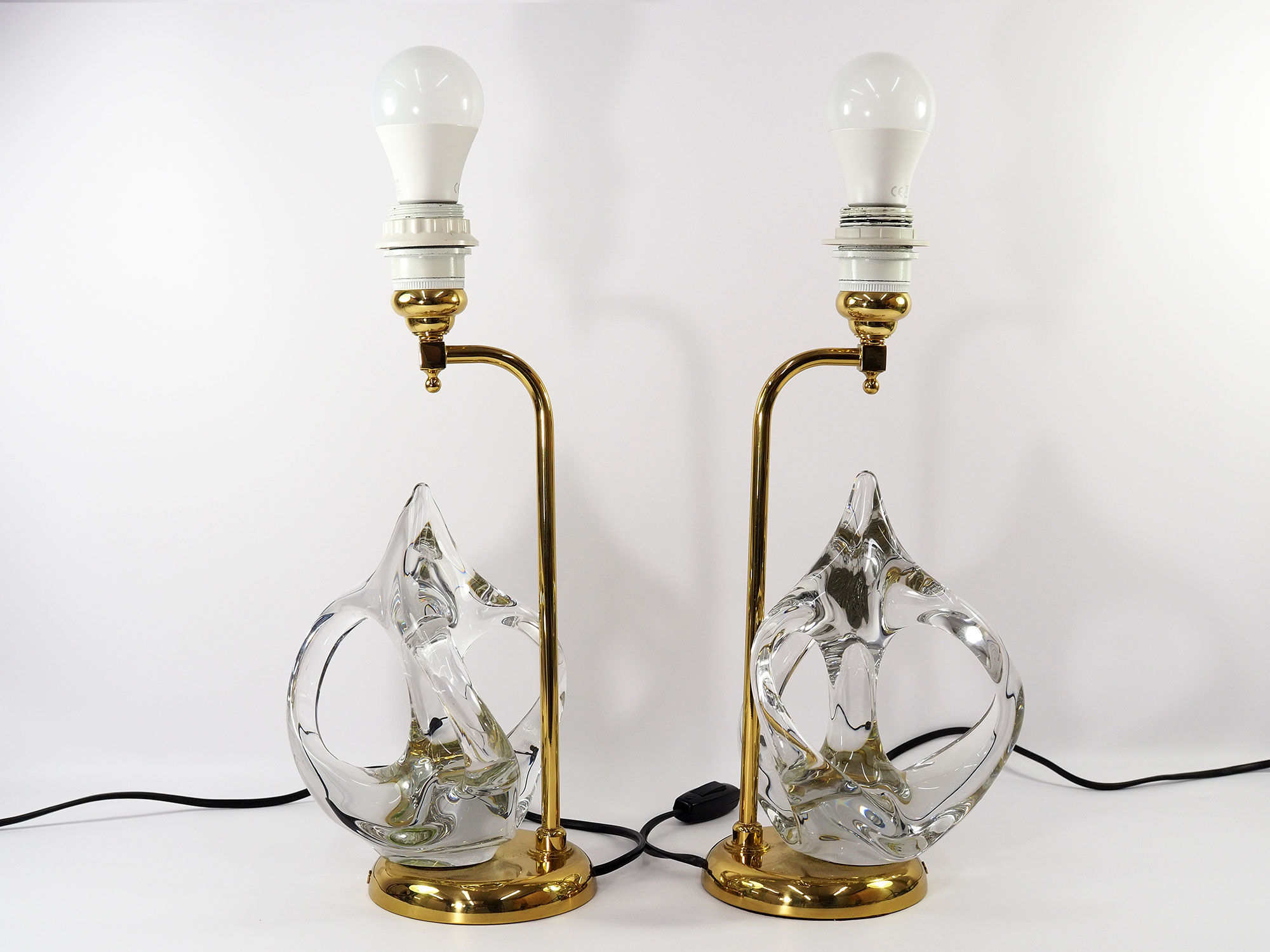 Vintage french crystal and brass lamps