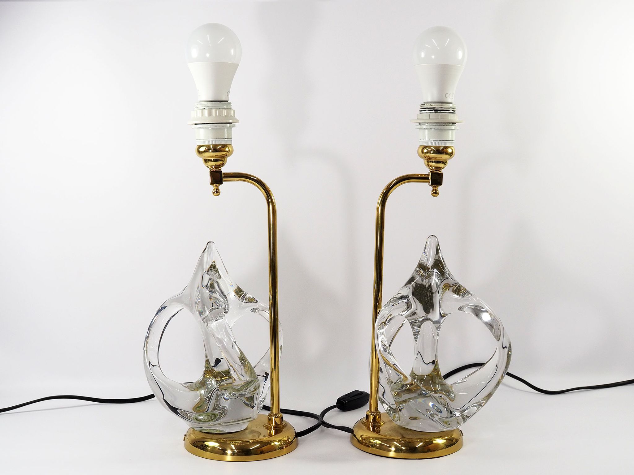 Vintage french crystal and brass lamps