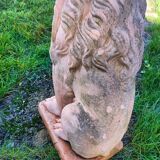 Paire de lion de jardin en terre cuite ancien