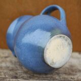 Stoneware wine pitcher with ice cube reserve, stoneware carafe, refresher pitcher