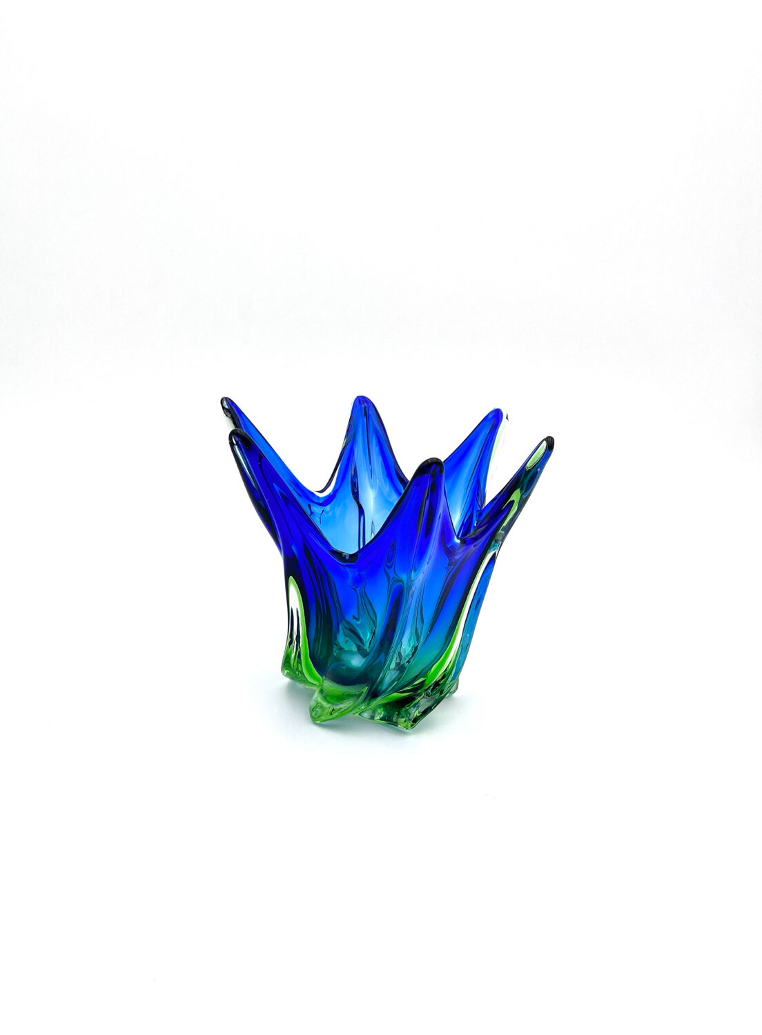 Sculptural Murano Vase – Cobalt Blue & Green - circa 1960