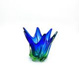 Sculptural Murano Vase – Cobalt Blue & Green - circa 1960