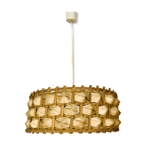 Suspension rotin et feuilles de