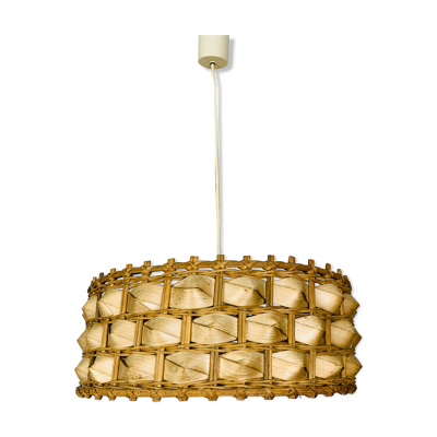 Suspension rotin et feuilles de palme style jungle chic