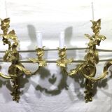 Pair of sconces Bronze 3 lights Louis XV