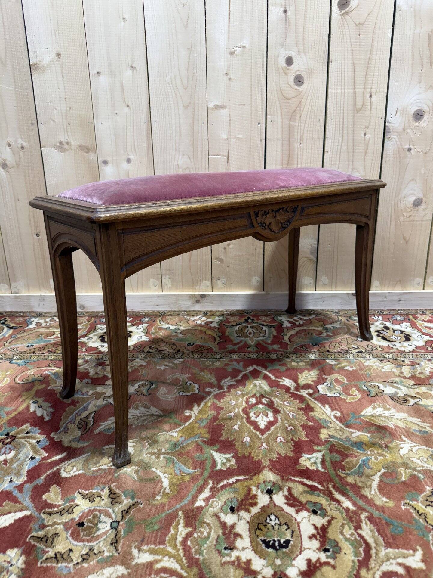 Banc - Banquette de piano en chêne massif époque Art Nouveau