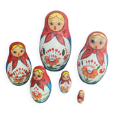 Set of 6 vintage Russian nesting dolls from the 1960s.