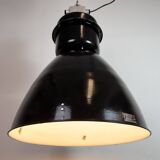Large Black Industrial Factory Pendant Lamp from Elektrosvit, 1960s