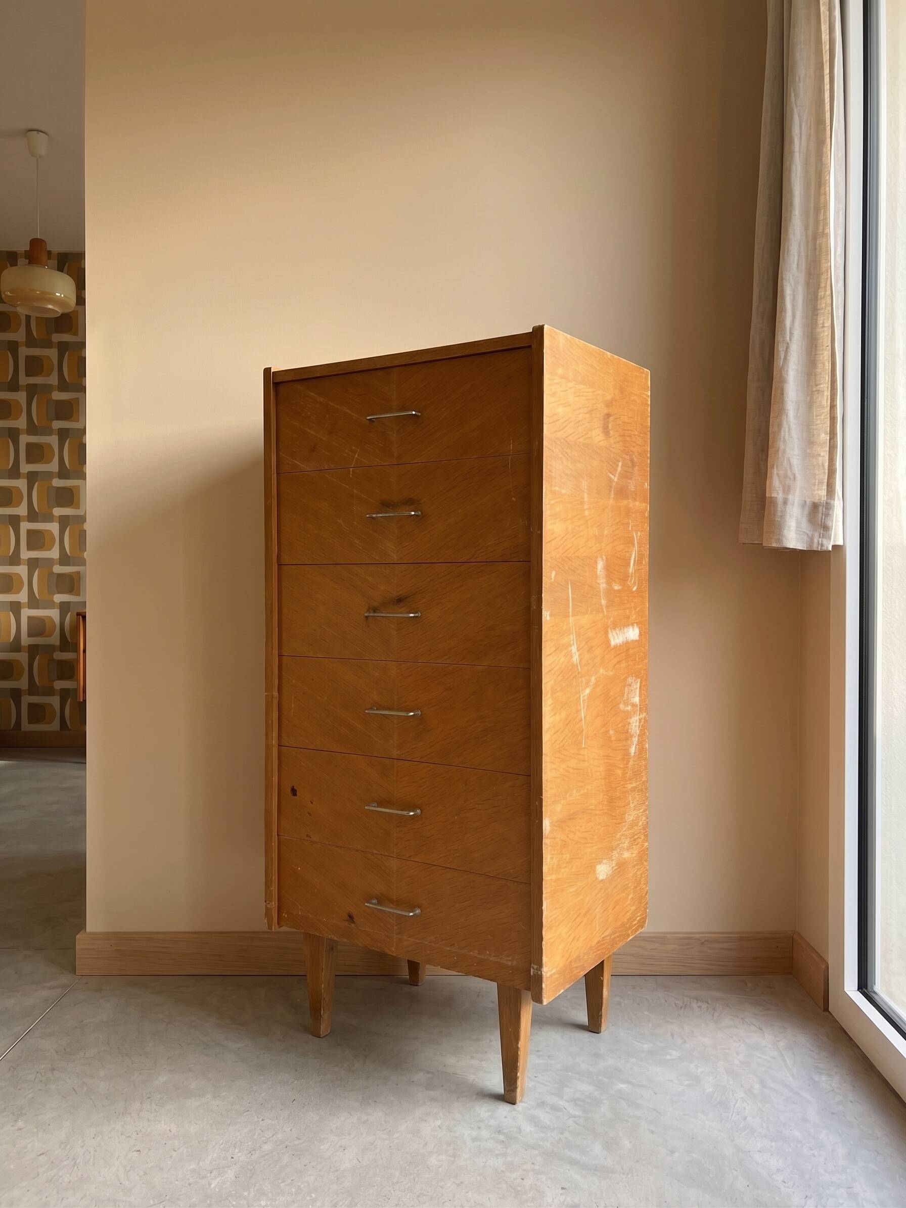 Semainier, commode 6 tiroirs, 1950