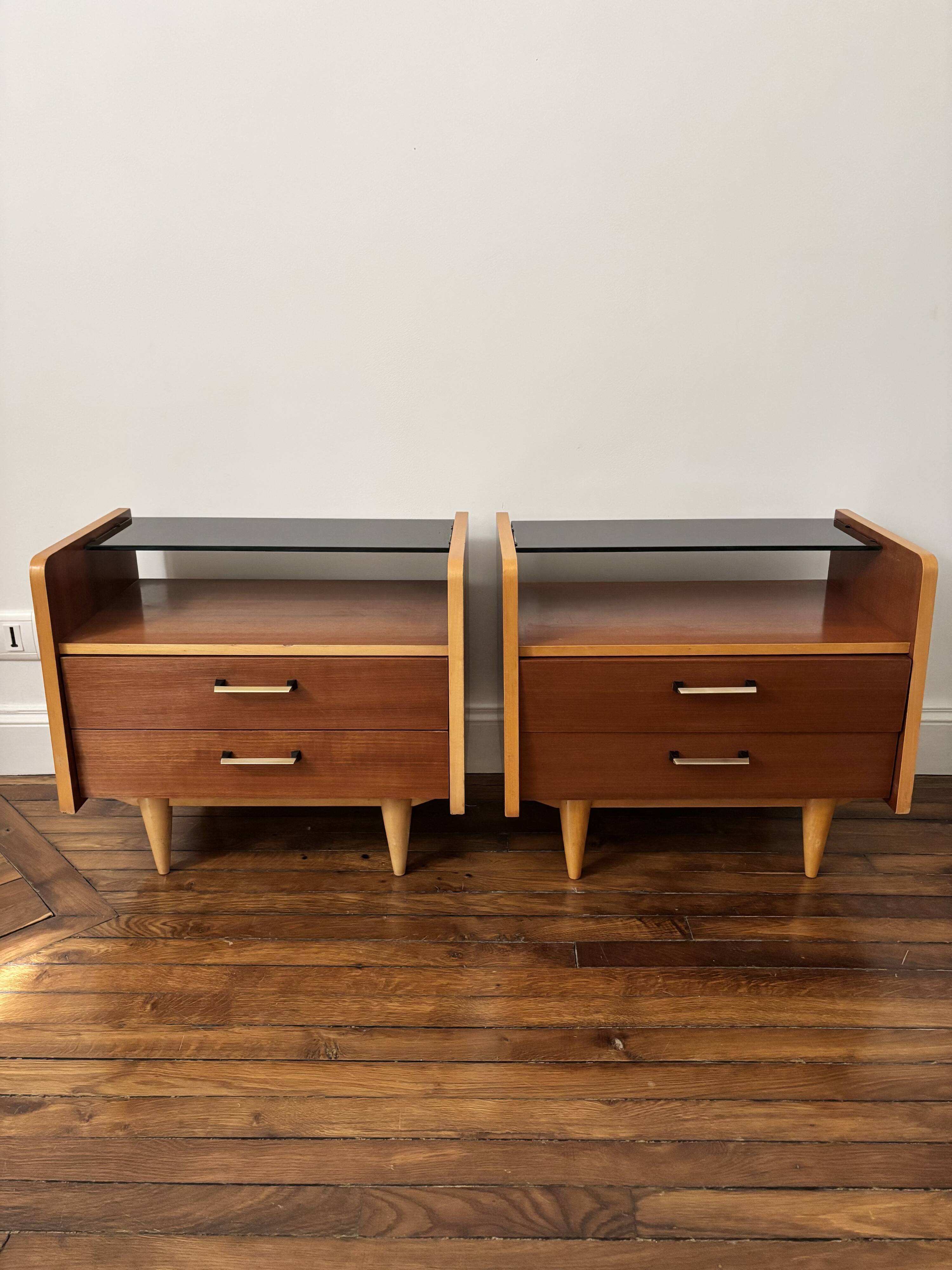 Paire tables de chevet vintage mid-century
