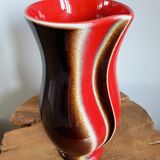 Red-Brown Verceram Vase Model 6390-28, French Mid-Century Modern Art Pottery from the 1960s