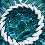 Mid-century Modern Art Ceramics Green Braided Woven Bowl by Vallauris, 1950s