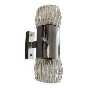 Mid-century double-headed glass and metal wall sconce, 1960, Italy