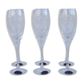 Series of six champagne flutes