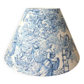 Abat-jour toile de Jouy bleu