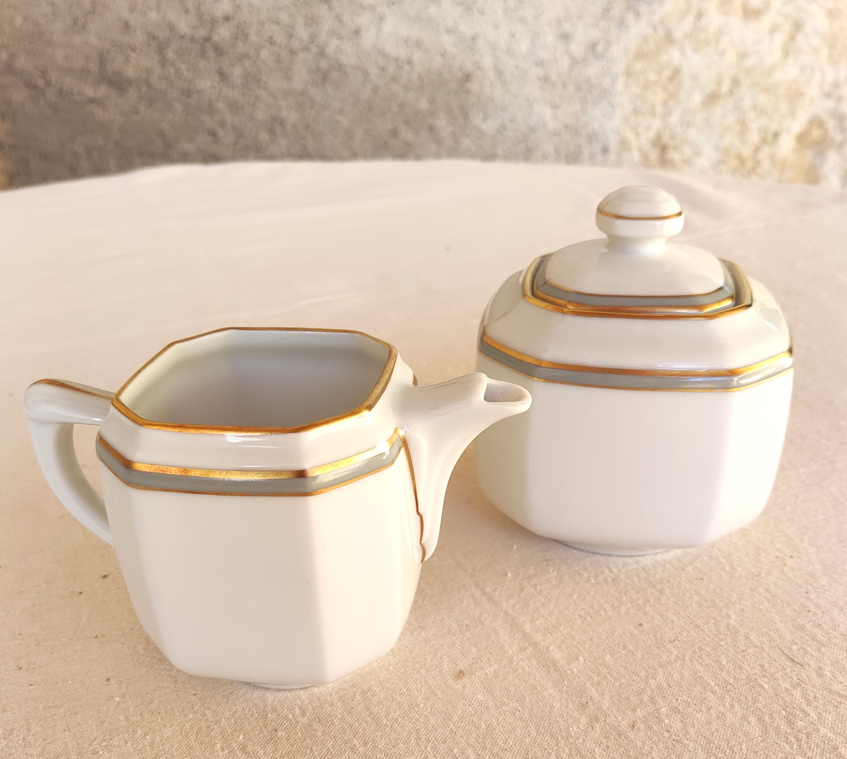 Porcelain creamer and sugar bowl - Elysée model - Jammet et Seignolles