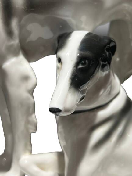 Sculpture representing two ceramic dogs