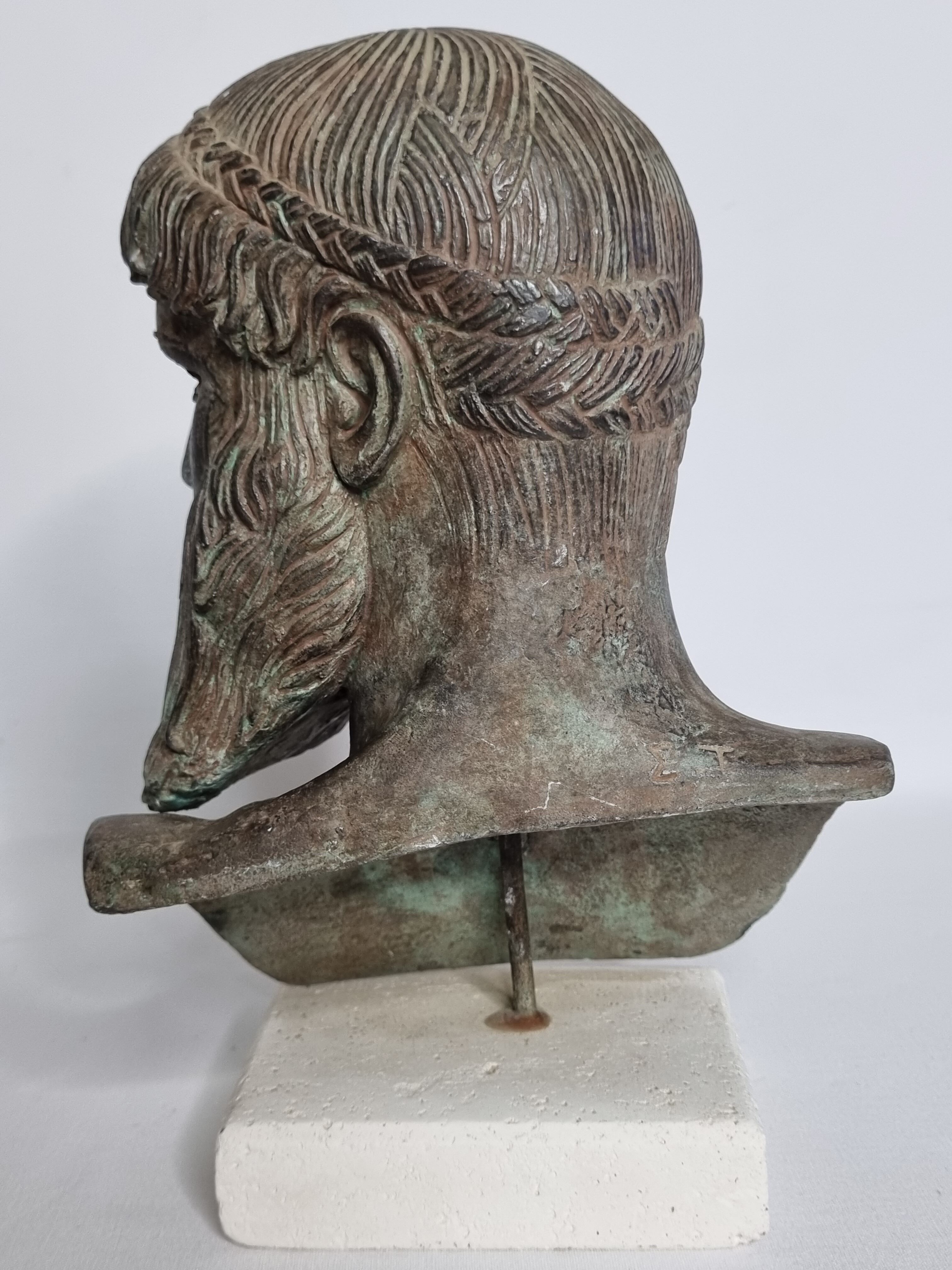 Bust of Poseidon in patinated plaster on plaster base,