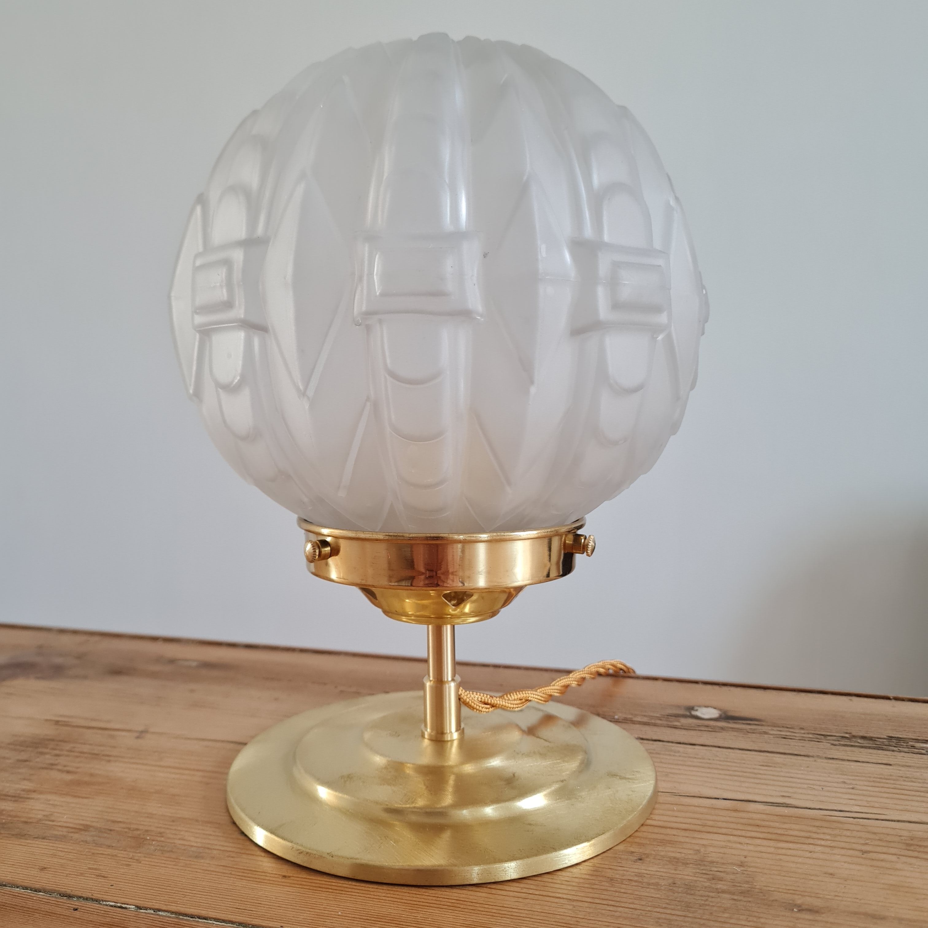 Art Deco globe table lamp in frosted glass