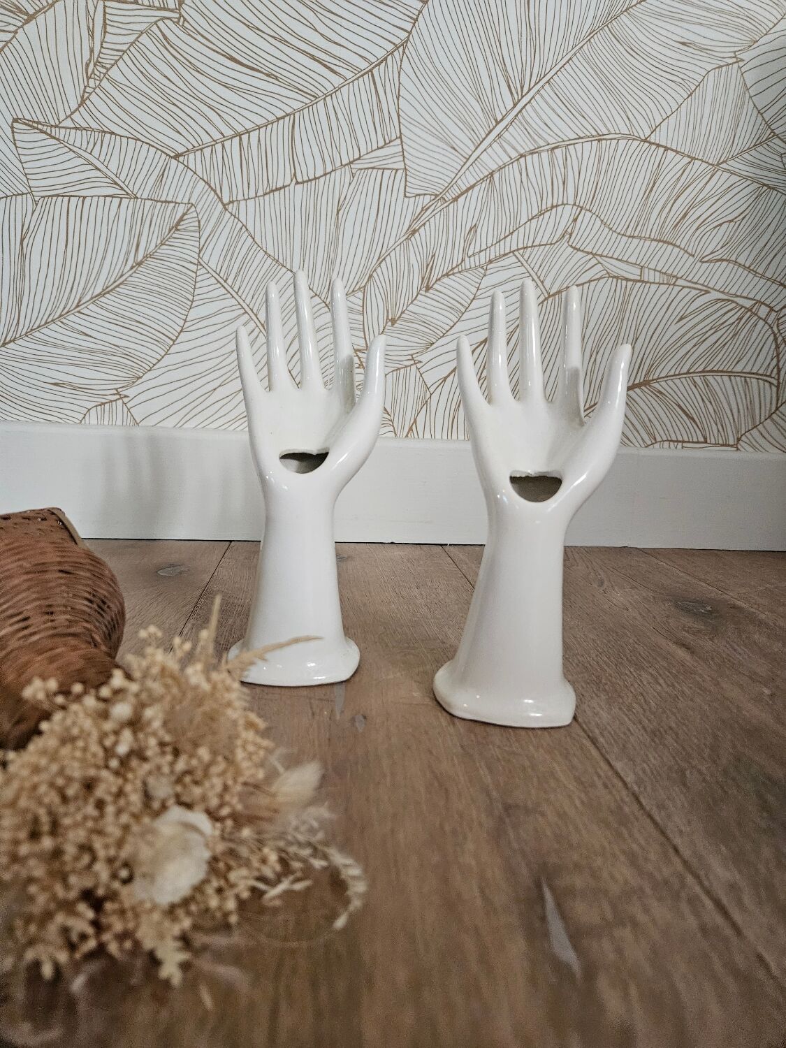 Pair of ceramic hand-held soliflores