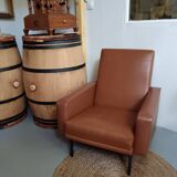 Fauteuil en skaï marron