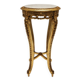 Table d'appoint dorée avec plateau en marbre rond
