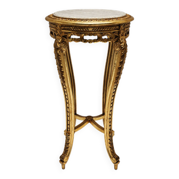 Table d'appoint dorée avec plateau en marbre rond