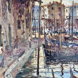 Oil painting on canvas of the port of Martigues.