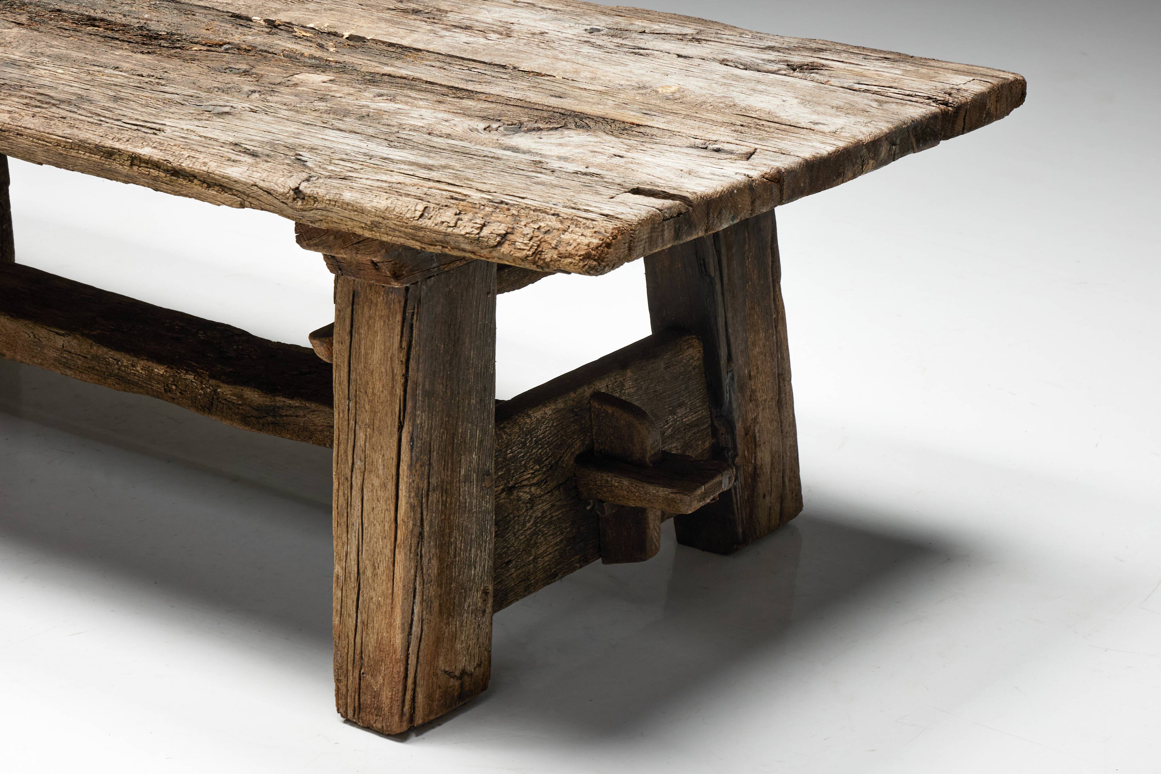 Primitive Wabi Sabi Side Table, France, 19th Century