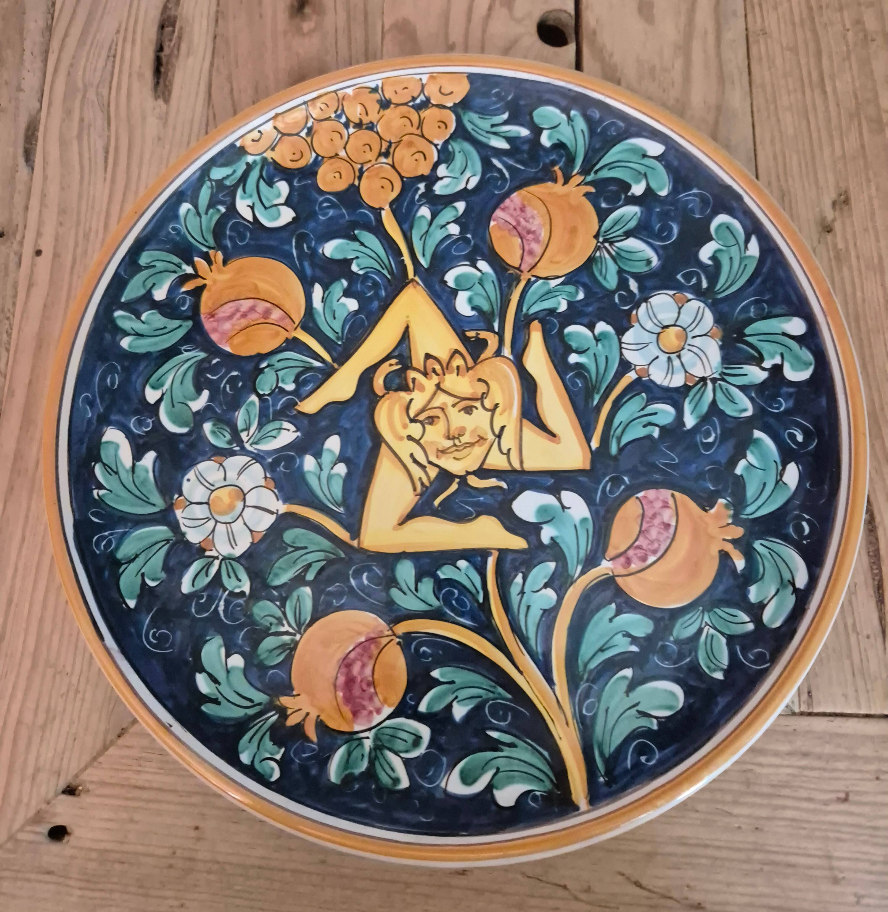 Decorative ceramic plate from Caltagirone.