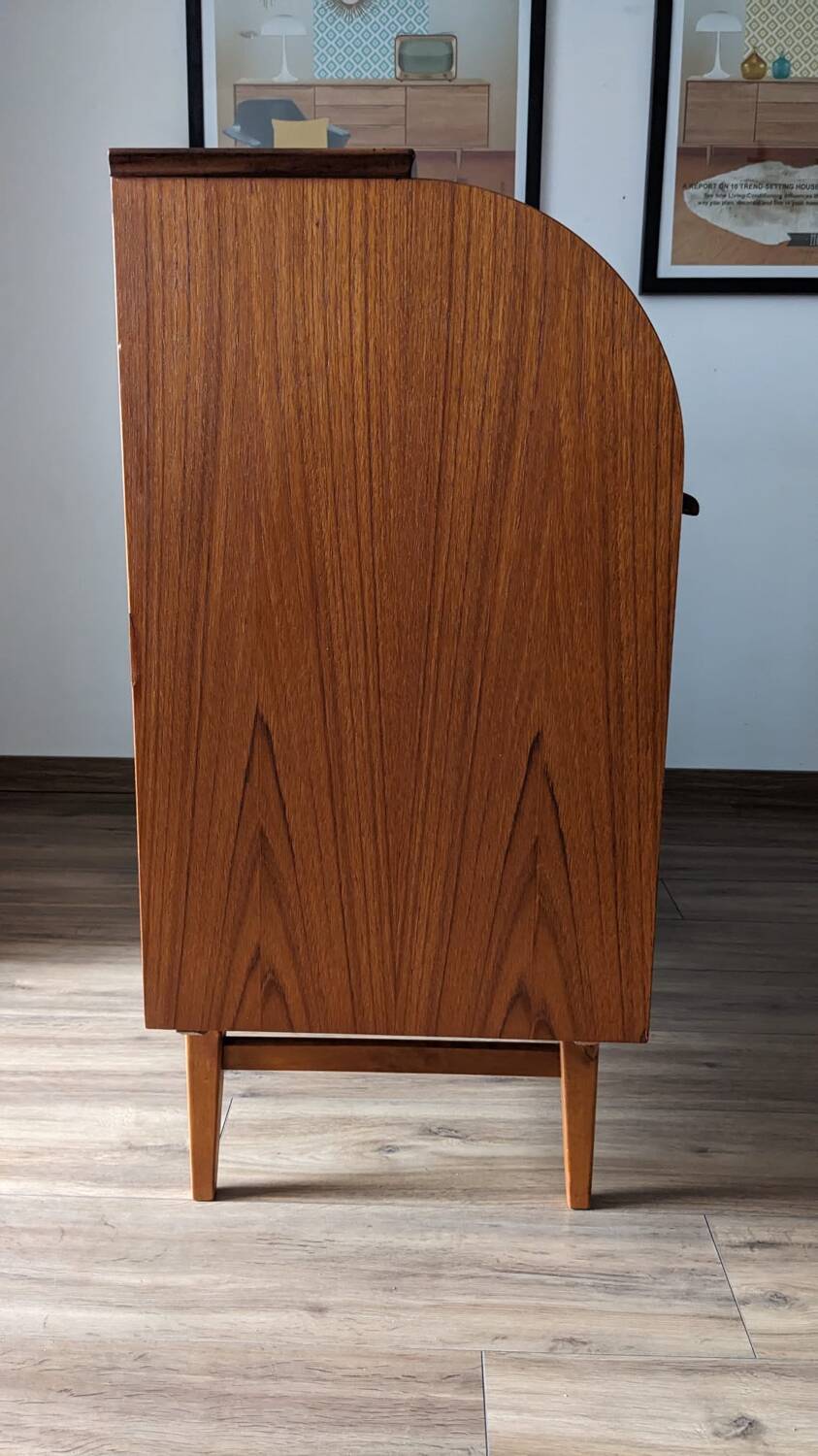 Bureau secrétaire à cylindre teck midcentury