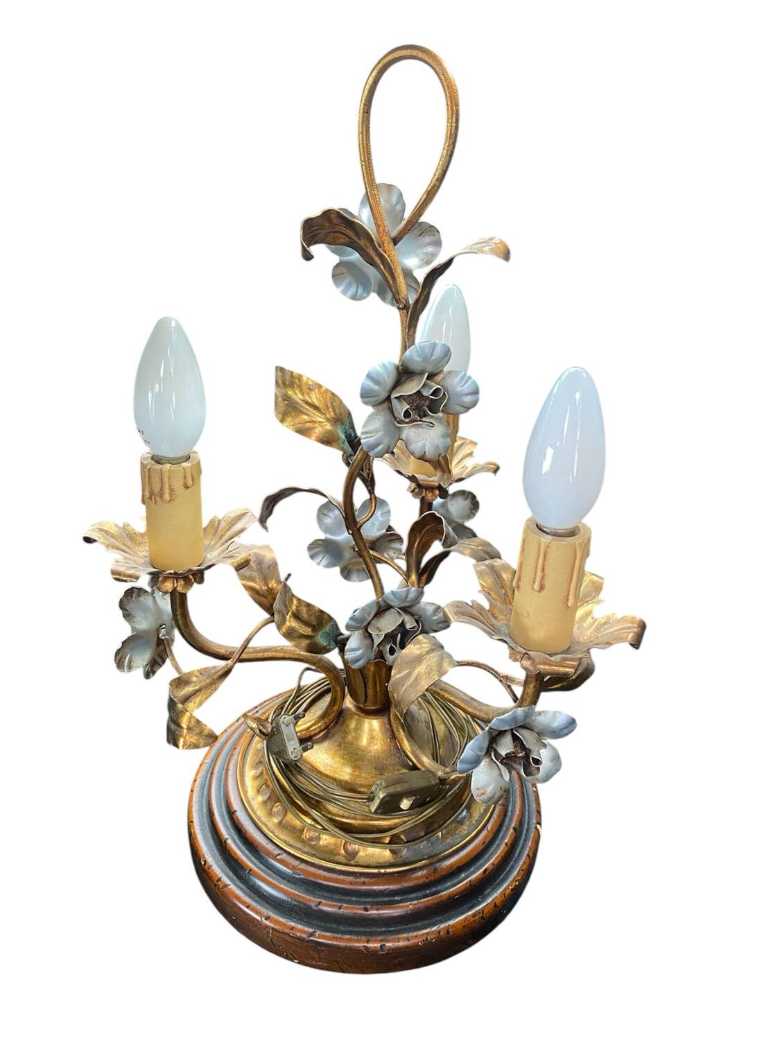 Vintage Florentine lamp Rivolta Paralumi Milano in gold and silver metal