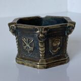 Gothic style bronze ashtray in the shape of a well with heraldic motifs by Max Le Verrier