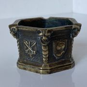 Gothic style bronze ashtray in the shape of a well with heraldic motifs by Max Le Verrier