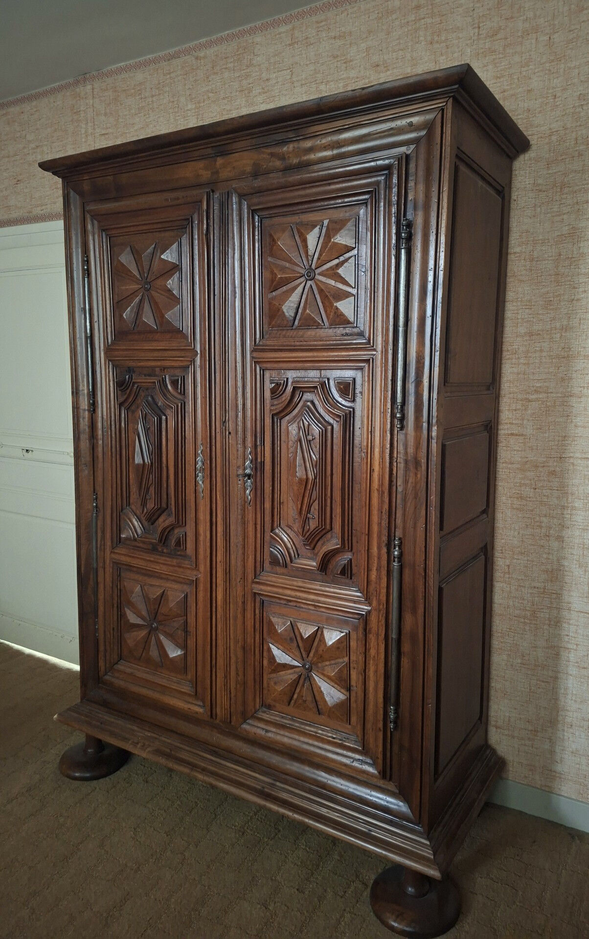 Louis XIII Walnut Carved and Moulded Wardrobe – 17th century