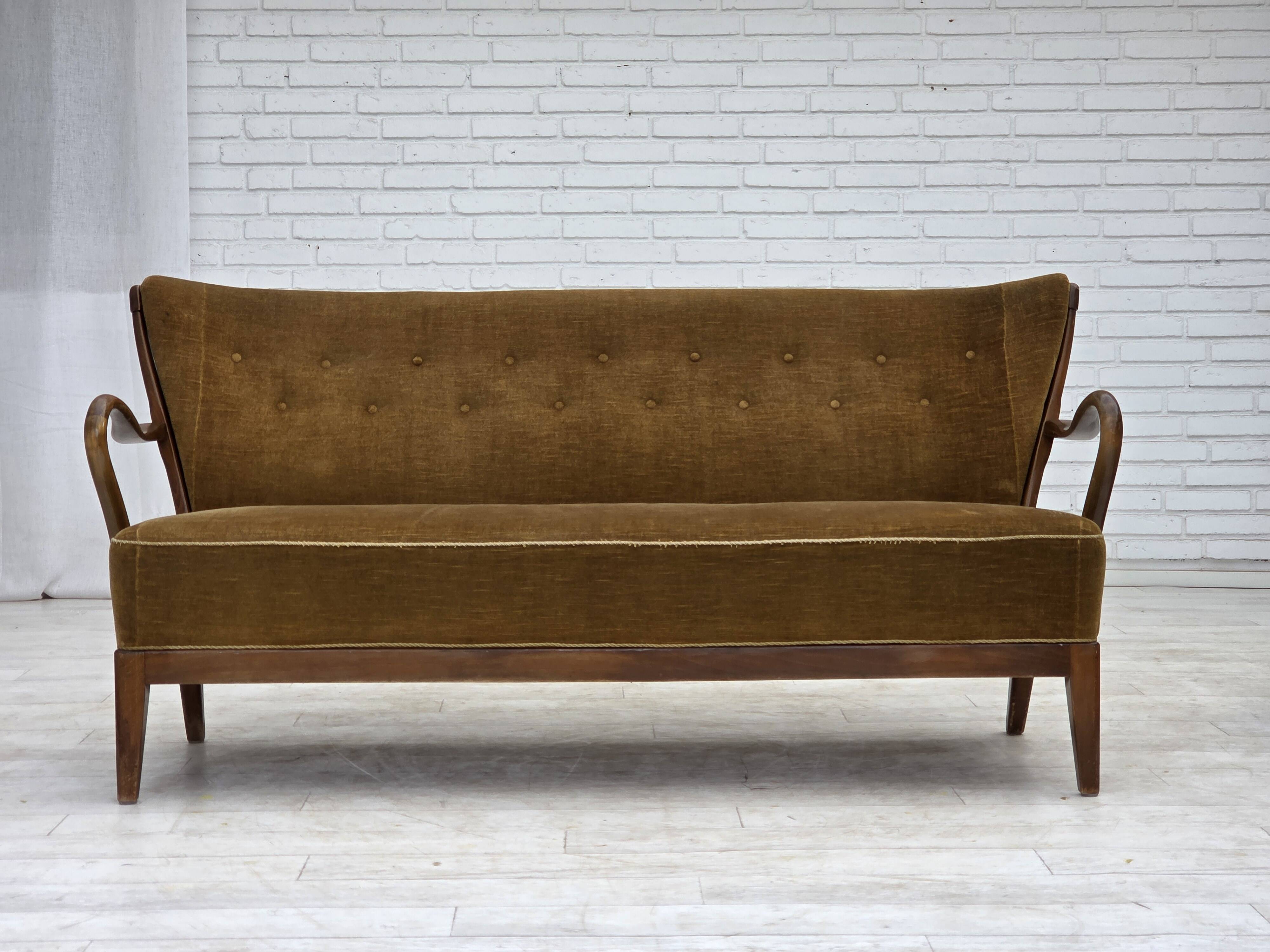 1960s, Danish design by Alfred Christensen, 2-seater sofa, furniture velour